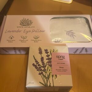 Lavender eye pillow and lavender and vanilla “sleep” bath bomb